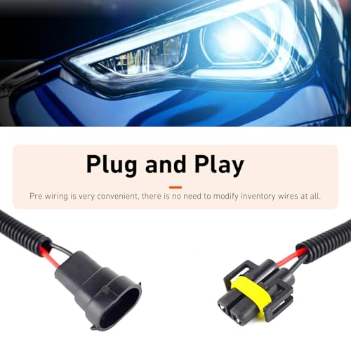 2 PCS Car Bulb Socket Conversion Wiring Harness, H11 Extension Wiring Harness Sockets Wires, Car Male-to-Female Conversion Connector, Universal for High/Low Beam, Fog Lights - color: H11