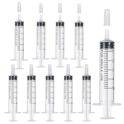10 Pack 5ml/cc Syringe with Cap, Small Plastic Syringes without Needle, Individually Wrapped, for Liquid Oral Measurement, Scientific Lab, Colostrum Collect, Feeding Pet, Watering - style: 5ml