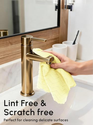 Microfiber Cleaning Cloths Roll 75 Pack 12x12 Inch Lint Free - color: Yellow Ripple