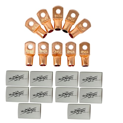 (10) 1/0 Gauge Copper Ring Terminals 3/8" WHITE Heat Shrink Tubing LUGS - color: White Heat Shrink
