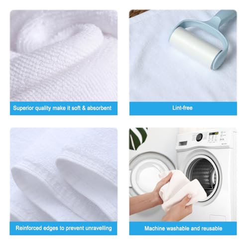 Microfiber Cleaning Cloths, Ultra Absorbent Lint Free Towels for Kitchen, Glass, Countertops, Stainless Steel, Car Care & Household Cleaning, Reusable Washable Rags, 12" x 12", 6 Pack - color: White