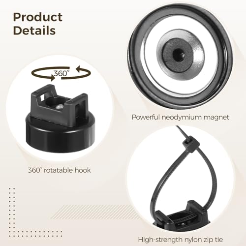 Magnetic Cable Zip Tie Mounts, 25 Pcs Magnets with 100 Pcs Cable Zip Ties, Multipurpose Magnetic Cables Holder for Cables Management, Wire Management Bases - color: Black