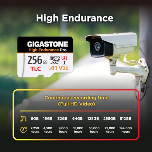 【5 Yrs Free Data Recovery】【Dash Cam】 GIGASTONE 256GB Micro SD Card, TLC High Endurance Pro, Speed Up to 100MB/s, Compatible with REDTIGER Rove VIOFO VANTRUE PRUVEEO ARIFAYZ, MicroSDXC UHS-I A1 V30 U3 - color: 256GB High Endurance Pro 1-Pack