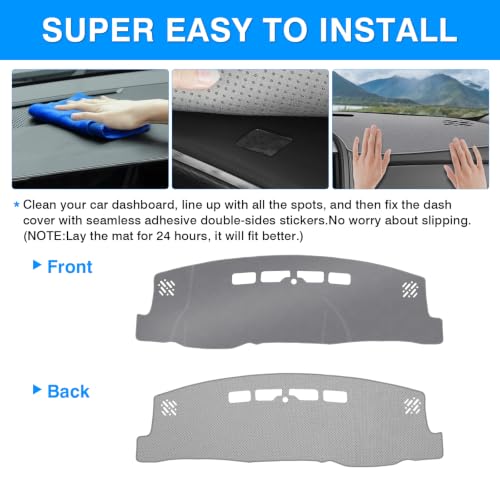Autorder Gray Dashboard Cover Mat for 2014-2018 Chevy Chevrolet Silverado/GMC Sierra 1500, 2015-2019 Silverado/GMC Sierra 2500HD 3500HD Accessories Dash Cover Upgrade Polyester Dash Mat - size: Gray 14-18 Silverado