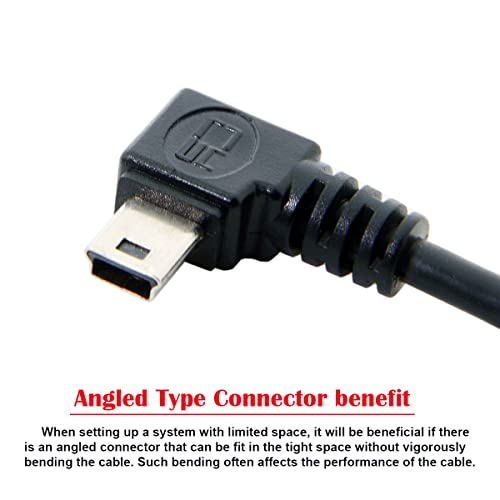 chenyang Mini USB Cable USB 2.0 Male to Mini USB 5 Pin Male 90 Degree Left Angled Charging Data Transfer Extension Cable 5.0M for Dash Cam/GPS/Microphone - color: Left Angled, size: 5.0M