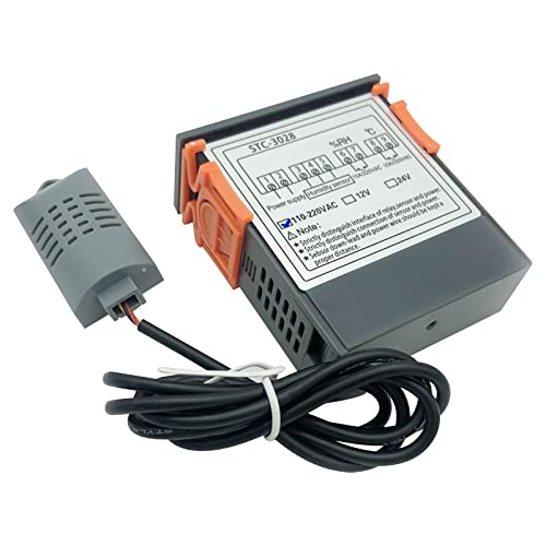2Pcs All-Purpose Intelligent Digital Display Temperature and Humidity Controller with Dual Displays and Relay Outputs STC-3028 10A AC110~220V for Incubator Brooder Refrigerator Fermenter Greenhouse