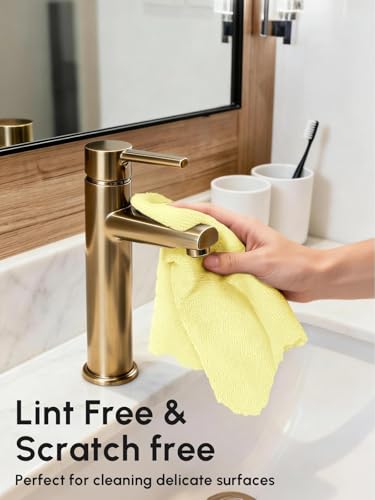 Microfiber Cleaning Cloths Roll 75 Pack 12x12 Inch Lint Free - color: Yellow
