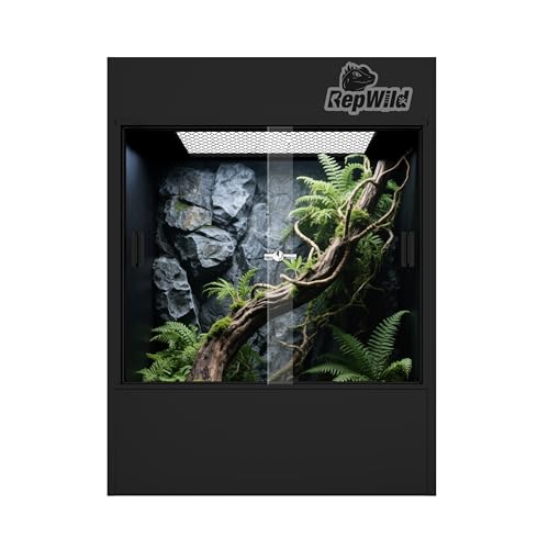 33 Gallon PVC Tall Reptile Tank/Terrarium, RepWild 18" x 18" x 24" Arboreal Reptile Habitat Enclosure with Sliding Door & Heavy-Duty Screen for Amphibians, Crested Gecko Lizard Chameleon - size: 18"W x 18"D x 24"H