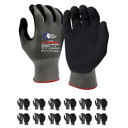 Quest Protective Apparel Cut Resistant Work Gloves (ANSI A1) – Lightweight Gloves for Gardening,DIY, Mechanical & General Handling – Breathable Grip Gloves for Men & Women – Small, Pack of 12 - size: Small, style: Pack of 12