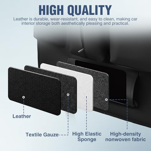 Nilight Car Seat Back Organizer 2PCS Black PU Leather Universal - color: Black Leather w/Bucket-2Pcs Long Size
