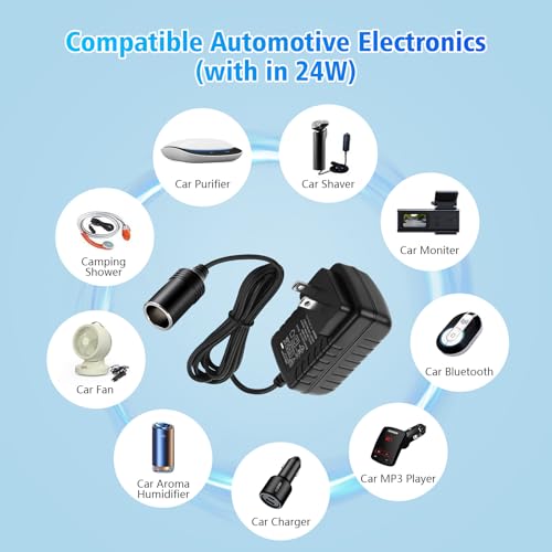 AC to DC Converter 2A 24W(2PCS), Car Cigarette Lighter Adapter - AC/DC 110v-240v to 12v Power Adapter for Vehicles,Compatible with Car MP3 Players,Humidifiers,Car Bluetooth,Car Purifier and More - color: black-2