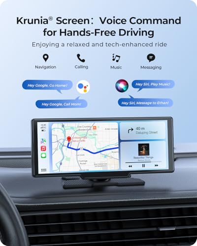 9.26" Wireless Carplay Screen for Car with 4K Dash Cam & HD Backup Camera