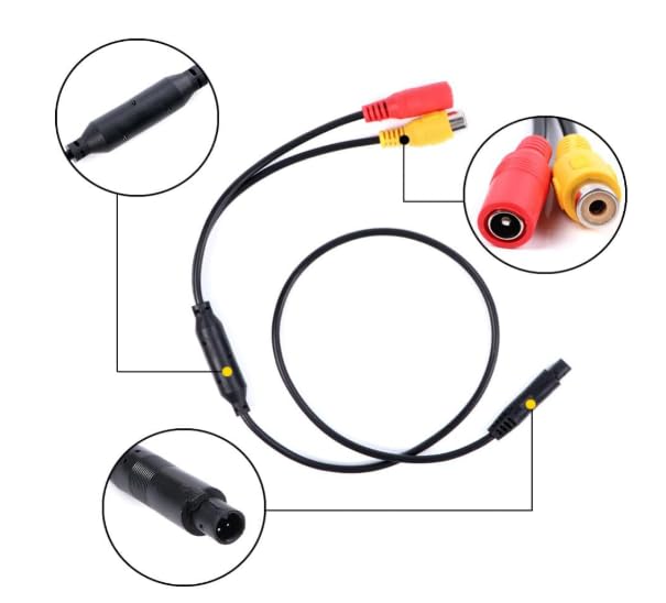 4-Pin Male Backup Reverse Camera Car Universal to CVBS RCA Female Connector Signal Power Adapter Wire Harness Audio Cables
