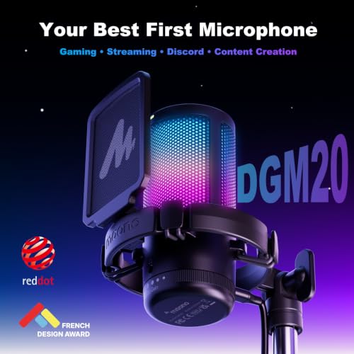 MAONO DGM20 USB Gaming Microphone for PC with Clear Voice & RGB Lighting - color: Black