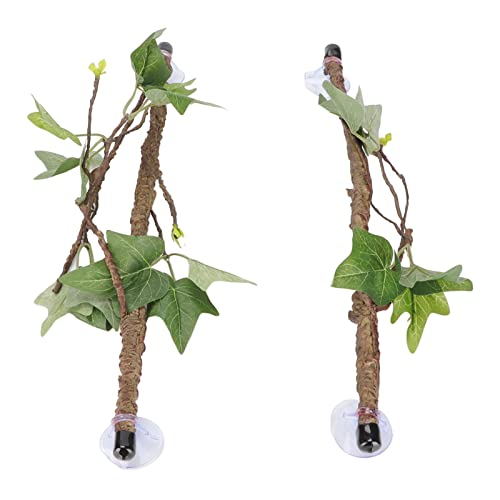 Reptile Corner Branch,Climbing Terrarium Plant Decoration Terrarium Plant Ornament with Suction Cup for Snake Lizard Bearded Dragons Gecko Climbing