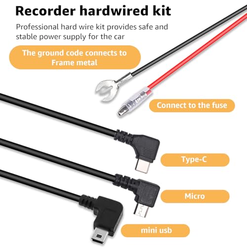 3-in-1 USB-C Micro USB & Mini USB Dash Cam Hardwire Kit