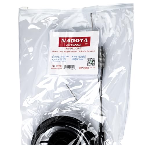 Nagoya CB-72 28-Inch CB Antenna Kit with 3.5-Inch Heavy-Duty Magnetic Mount, 18-Foot RG-58A/U Coax Cable and PL-259 Connector for Mobile CB Radios
