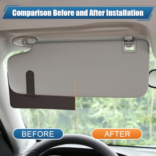 Car Sun Visor Extender with Sunglass Clip&Ticket Card Holder, Brown - color: Brown