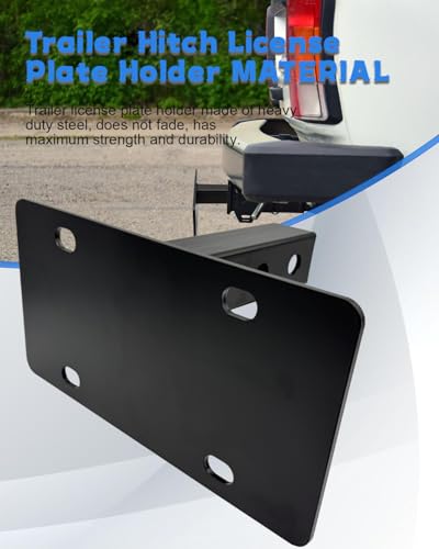 Trailer Hitch License Plate Holder, License Plate Bracket for 2’’ Hitch Front & Rear Receivers Heavy-Duty Steel License Plate Holder for Trailer for Truck; SUV; No Drilling Required - size: For 2 '' Hitch Receiver