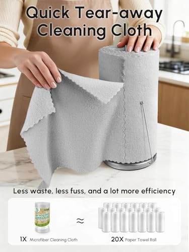Microfiber Cleaning Cloths Roll 75 Pack 12x12 Inch Lint Free - color: Grey