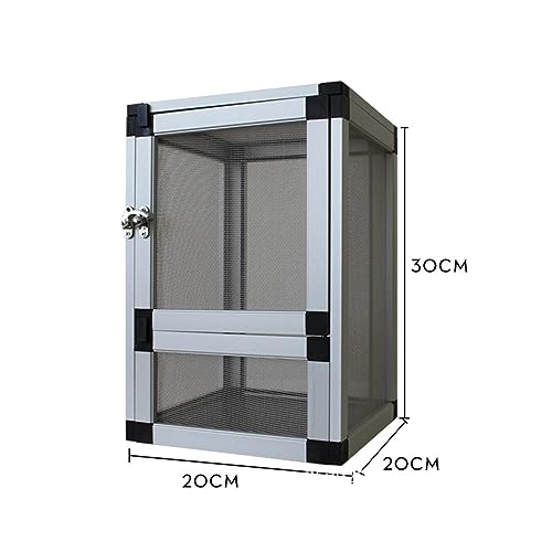Reptiles Habitat Breeding Box Reptile Tank Portable Reptile Cage Air Screen Cages for Transport Small Animal Hamsters Crickets Gerbils, Silver - color: Silver