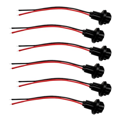 DXNQ 6PCS T10 Extension Harness Plug Connector, Car Instrument 194 Bulb Socket Base with 4.33" Wire Harness, Tail Light Socket Pre-Wired Rubber Lamp Holder for 168 175 194 W5W Bulb - color: T10-12BK01