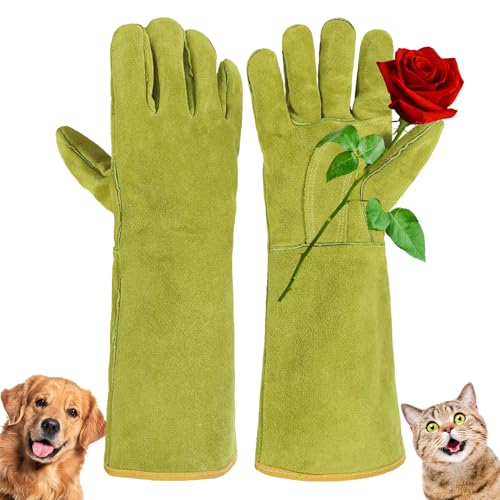 HANDLANDY Animal Handling Gloves, Bite-Proof, Scratch-Resistant, Pet Gloves for Dogs, Cats, Falconry, Gardening - color: Ginger Yellow, size: 16 Inches