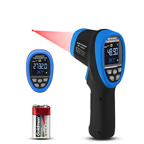High Temp Thermometer Pyrometer -58℉- 2732℉,Dual Laser Industrial Pyrometer 30:1 Non Contact Digital Thermometer Gun with Large LCD Color Display Blacklight and Flashlight, Adjustable Emissivity - color: Colorful LCD AP-1500C