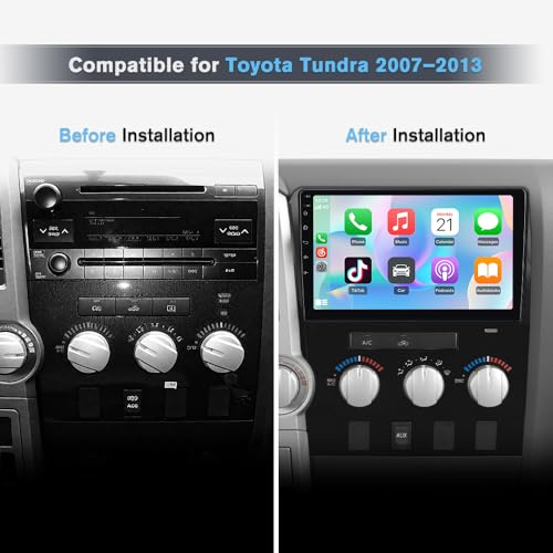 Doreon Car Stereo for Toyota Tundra 2007–2013, Sequoia 2008-2018, 10.1" HD Touch Screen, Android 15, 6GB RAM 128GB ROM, Wireless CarPlay & Android Auto, Bluetooth 5.0/WiFi 6, GPS, HD Backup Camera