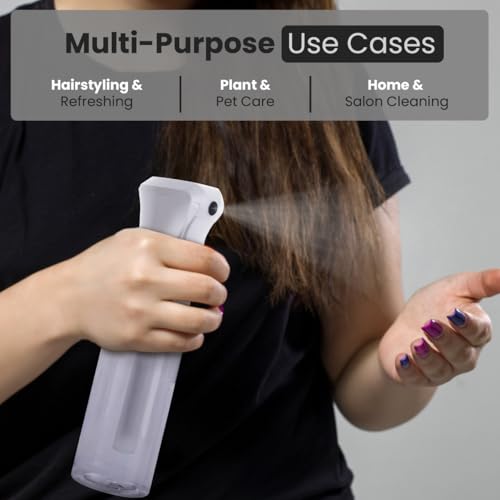 VIGOR PATH Continuous Spray Bottle – Fine Mist Mister Spray Bottle for Hair, Plants, Cleaning, Pets & Travel | Refillable Water Spray Bottles (200ml / 6.7oz) Clear - size: 6.7 Ounces