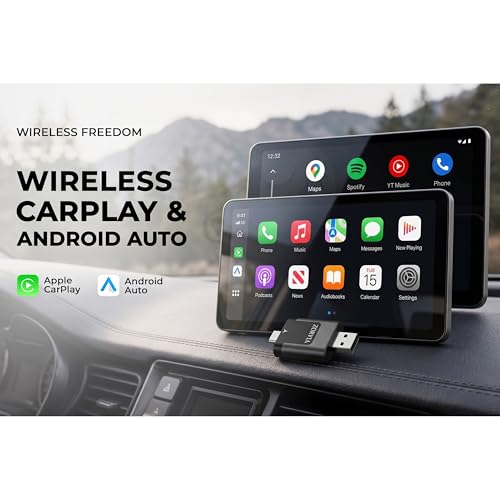 ZORVIA Wireless CarPlay Adapter for iPhone & Android Auto 2026 Upgraded - Convert Wired CarPlay to Wireless, Fast Auto Reconnect, Plug and Play, USB-C & USB-A (Black) - color: Black