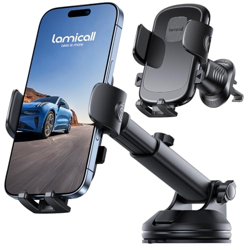 Lamicall Car Phone Holder Dashboard Vent Windshield 70 LBS Suction 3-in-1 - color: NEW Upgraded - Lucite black