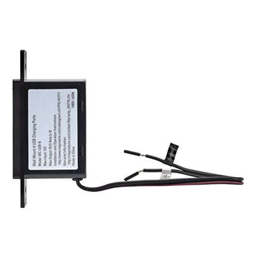 Magnadyne Wall Mount USB-A Charging Ports for RV & Vehicle Use, Includes Wall Plate (Black)