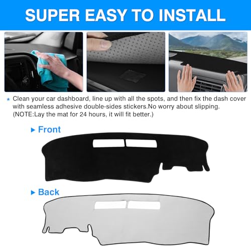 Autorder Dashboard Cover Mat for Chevrolet Impala 2006-2013/ Impala Limited 2014-2016 Accessories Dash Cover Upgrade Velvet Dash Mat Sunshade Glare UV Rays Protector - size: Black 06-13 Impala