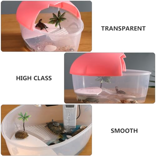 Small Turtle Tank with Basking .84X6.69X6.10 Inches Portable Turtle Breeding Box for Aquatic Turtles and Small Reptiles Plastic Case for Water Habitat