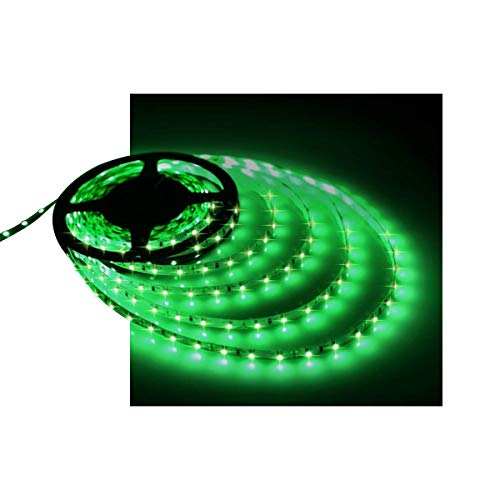 Water-Resistance IP65, 12V Waterproof Flexible LED Strip Light, 16.4ft/5m Cuttable LED Light Strips, 300 Units 3528 LEDs Lighting String, LED Tape(Green) Power Adapter not Included - color: 1*16.4ft 3528 Green