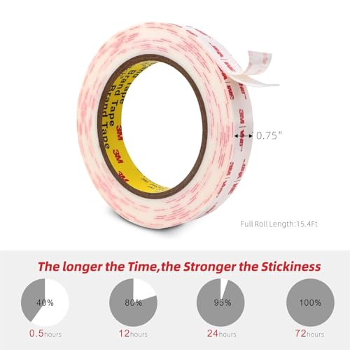 3M Double Sided Tape 3/4''x15.4Ft White Heavy Duty - color: White, size: 0.75''×15.4Ft