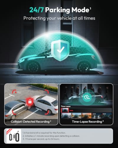 BOTSLAB G300H Plus 4K Hardwire Kit Dash cam Front and Rear, STARVIS 2, App