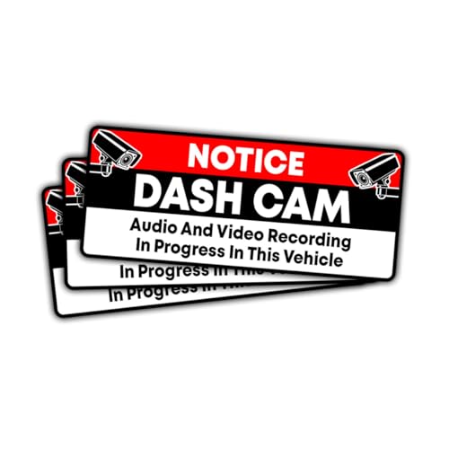 (3pcs) Dash Cam Sticker Dash Cam Recording Sticker, Audio and Video Recording - Stickers for Laptop Water Bottle Phone Car Window Helmet Vinyl Stickers 3 inches (Red) - color: Normal Red