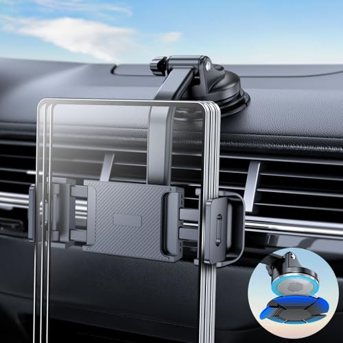 Tablet Holder for Car Dashboard, Windshield iPad Foldable Phone Stand Mount