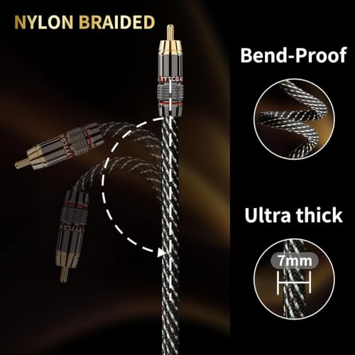 Audiophile HiFi 9.84ft Audio RCA Cables - 2RCA Male to Male - size: 9.84 ft