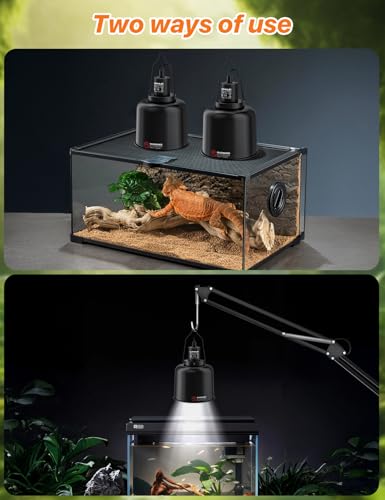 2-Pack 5.5 Inch Deep Dome Reptile Light Fixture with Clamp, ETL Certified E26 Ceramic Socket (100W), Aluminum UVA UVB Basking Lamp Holder for Terrariums, Bearded Dragons and Turtles - size: 2 Pack 5.5 Inch