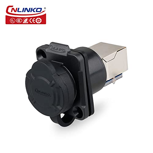 CNLINKO LP-16 RJ45 Industrial Waterproof Connector IP67 CAT.5E Circular Connector Quick Plugging Aviation Connector Fast Release 8P8C Connector PBT Plastic Shell Connector Flange Socket