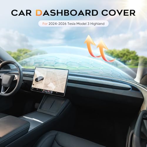 Cartist Dash Cover for 2024-2026 Tesla Model 3 Highland Black Dashboard Mat - color: 24+Model 3 Highland(Black)