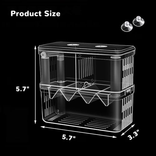 Mipukbay Medium Aquarium Isolation Breeding Box, Acrylic Transparent Aquarium Breeder Box for Fish Fry Hatching, Shrimp Breeding, Betta, Guppy, Killifish, Clownfish, Suitable for 5-40 Gallon Tanks - size: Medium
