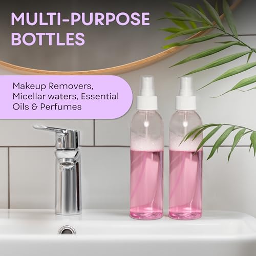 BRIGHTFROM Fine Mist Spray Bottles 8 oz, Empty Refillable Containers - Essential Oils, Disinfectant Spray, Water - Pack of 3