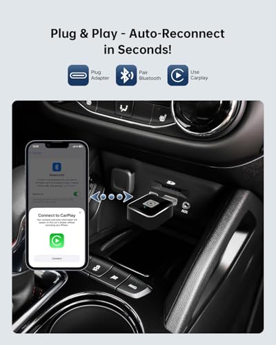 Mini Wireless CarPlay Adapter for iPhone, USB-A to USB-C Adapter