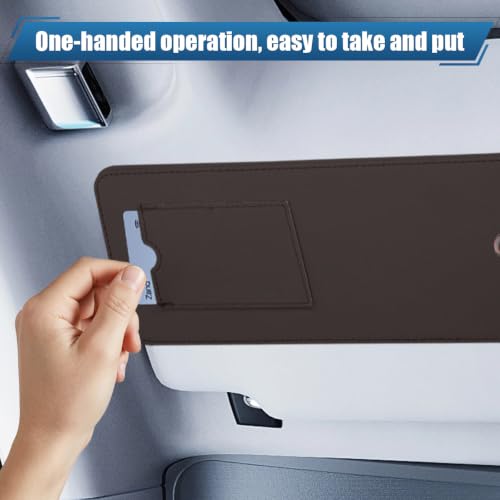 Car Sun Visor Extender with Sunglass Clip&Ticket Card Holder, Brown - color: Brown
