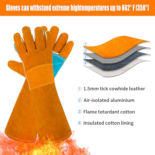17.7In Cat Gloves, Animal Handling Gloves Bite Proof with Double Leather Pet Grooming for Cats & Dogs - size: Small