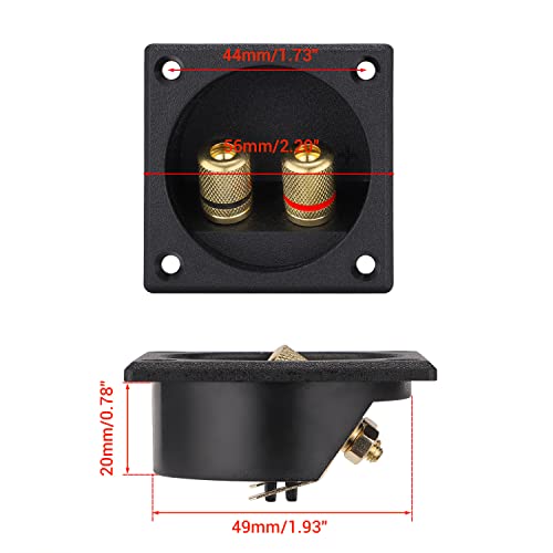 Facmogu 2PCS 2.2 Inch 2-Way Speaker Box Terminal Cup with Banana Plugs - color: 2-way Square